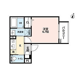 クレリア花池町 1階1Kの間取り