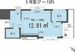 東京メトロ丸ノ内線 西新宿駅 徒歩9分の賃貸マンション 10階1Kの間取り