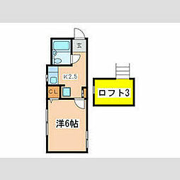小田急小田原線 経堂駅 徒歩10分の賃貸アパート 2階1Kの間取り