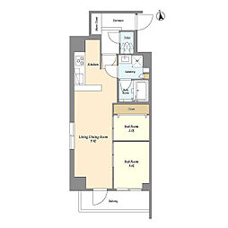 東京メトロ東西線 神楽坂駅 徒歩8分の賃貸マンション 4階2DKの間取り