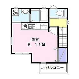 シティヴィレッジ 2階ワンルームの間取り