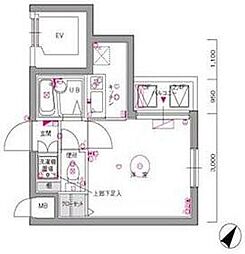 ル・リオン目黒I 2階1Kの間取り