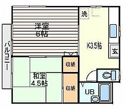 東武東上線 志木駅 徒歩21分の賃貸アパート 1階2Kの間取り