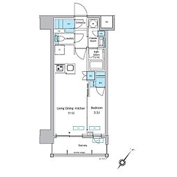 JR京浜東北・根岸線 大森駅 徒歩11分の賃貸マンション 7階1LDKの間取り