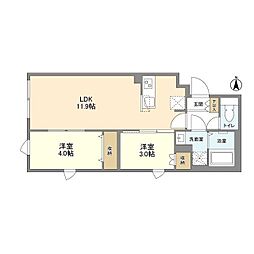 京王線 笹塚駅 徒歩6分の賃貸マンション 4階2LDKの間取り