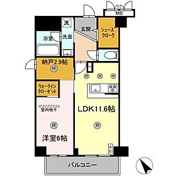 沖縄都市モノレール 美栄橋駅 徒歩5分の賃貸マンション 6階1LDKの間取り