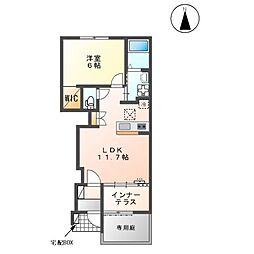 近鉄名古屋線 近鉄弥富駅 徒歩25分の賃貸アパート 1階1LDKの間取り