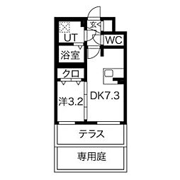 ファステート京都ステーションウォズ 1階1DKの間取り