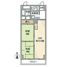 秀和志村城山レジデンス 3階2LDKの間取り