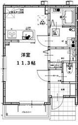 グランソフィア貝柄山 1階ワンルームの間取り