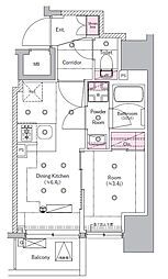 都営三田線 新板橋駅 徒歩2分の賃貸マンション 3階1DKの間取り