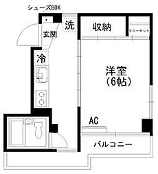 東急東横線 東白楽駅 徒歩8分の賃貸マンション 3階1Kの間取り