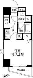 東京メトロ千代田線 町屋駅 徒歩3分の賃貸マンション 2階1Kの間取り