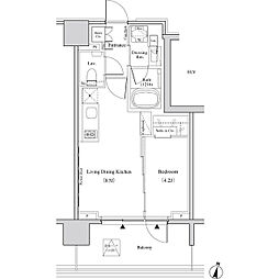 JR山手線 代々木駅 徒歩8分の賃貸マンション 4階1LDKの間取り