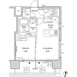 JR山手線 代々木駅 徒歩8分の賃貸マンション 4階1LDKの間取り