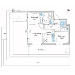 東急池上線 池上駅 徒歩4分の賃貸マンション 4階2LDKの間取り