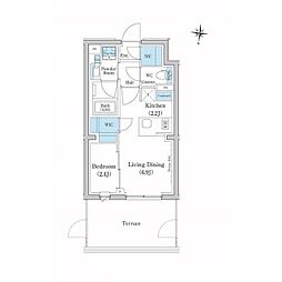 東急池上線 池上駅 徒歩4分の賃貸マンション 1階1LDKの間取り