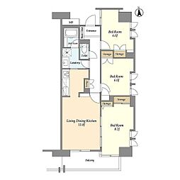 東武東上線 志木駅 徒歩7分の賃貸マンション 11階3LDKの間取り