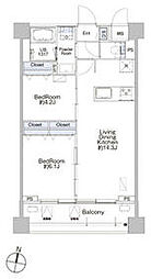 東急池上線 池上駅 徒歩6分の賃貸マンション 8階2LDKの間取り