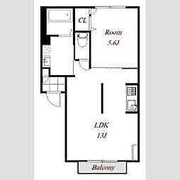 JR両毛線 国定駅 徒歩34分の賃貸アパート 2階1LDKの間取り