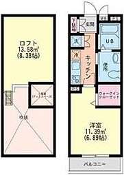 JR埼京線 南与野駅 徒歩7分の賃貸マンション 2階1Kの間取り