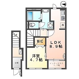 セレニティ宮野和 2階1LDKの間取り