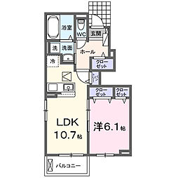 東武野田線 逆井駅 徒歩9分の賃貸アパート 1階1LDKの間取り