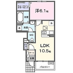 東武野田線 江戸川台駅 徒歩24分の賃貸アパート 1階1LDKの間取り
