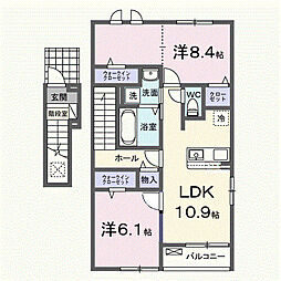 ルリエ 2階2LDKの間取り