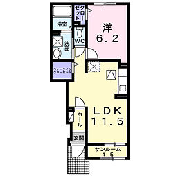 JR総武本線 四街道駅 徒歩17分の賃貸アパート 1階1LDKの間取り