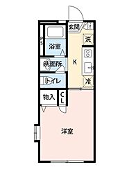 西武新宿線 下井草駅 徒歩6分の賃貸アパート 1階1Kの間取り