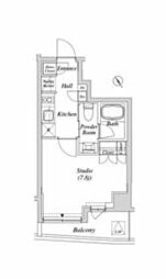 東京メトロ丸ノ内線 後楽園駅 徒歩10分の賃貸マンション 3階1Kの間取り