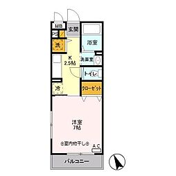 JR総武本線 新小岩駅 徒歩8分の賃貸アパート 2階1Kの間取り