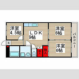 パークハイツ郷美 3階3LDKの間取り