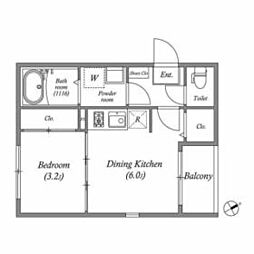 グランディールソレイユ 3階1DKの間取り