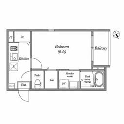 グランディールソレイユ 2階1Kの間取り