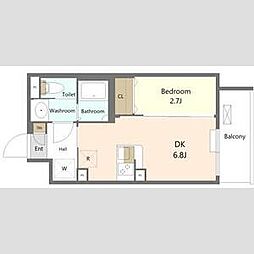 ES-Grande大森 2階1DKの間取り
