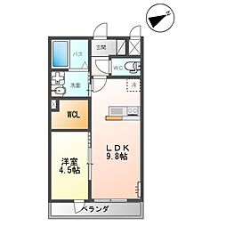 JR常磐線 神立駅 徒歩11分の賃貸アパート 1階1LDKの間取り