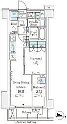 東京メトロ南北線 志茂駅 徒歩10分の賃貸マンション 2階2LDKの間取り