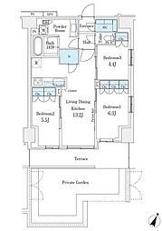 東京メトロ南北線 志茂駅 徒歩8分の賃貸マンション 1階3LDKの間取り