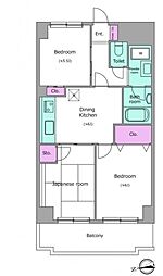 JR京浜東北・根岸線 川口駅 徒歩8分の賃貸マンション 7階3DKの間取り