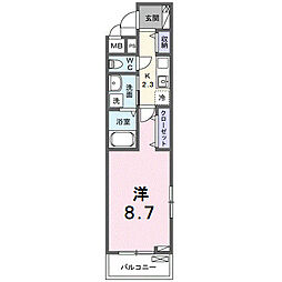 JR常磐線 龍ケ崎市駅 徒歩17分の賃貸アパート 2階1Kの間取り