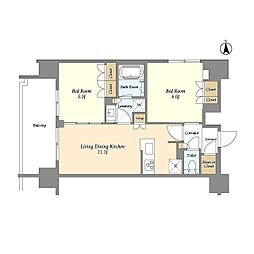 東京メトロ銀座線 稲荷町駅 徒歩7分の賃貸マンション 4階2LDKの間取り