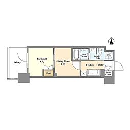 ジオエント上野稲荷町 3階2Kの間取り