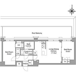 都営新宿線 大島駅 徒歩7分の賃貸マンション 5階2LDKの間取り