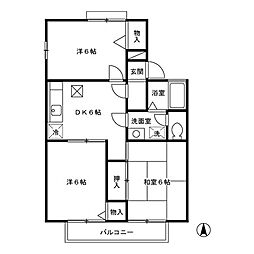 JR東北本線 蓮田駅 徒歩23分の賃貸アパート 2階3DKの間取り