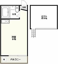 西武池袋線 ひばりヶ丘駅 徒歩6分の賃貸アパート 1階ワンルームの間取り