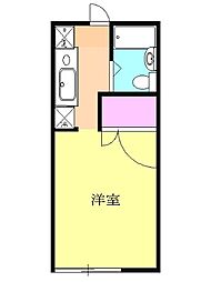 コーポ弥生 2階1Kの間取り