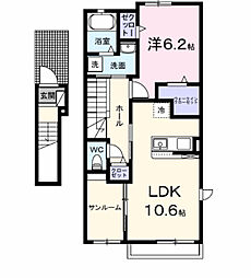 JR筑肥線 糸島高校前駅 徒歩5分の賃貸アパート 2階1LDKの間取り