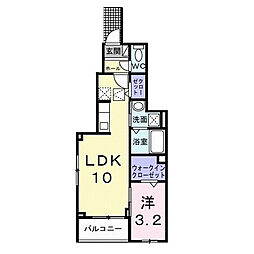 JR横浜線 淵野辺駅 バス10分 上宿下車 徒歩4分の賃貸アパート 1階1LDKの間取り